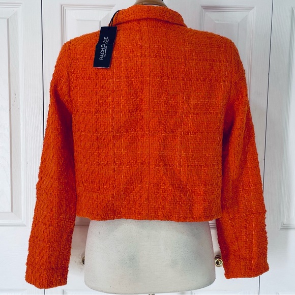 Rachel Zoe Vibrant Orange Tweed Blazer - Picture 3 of 8